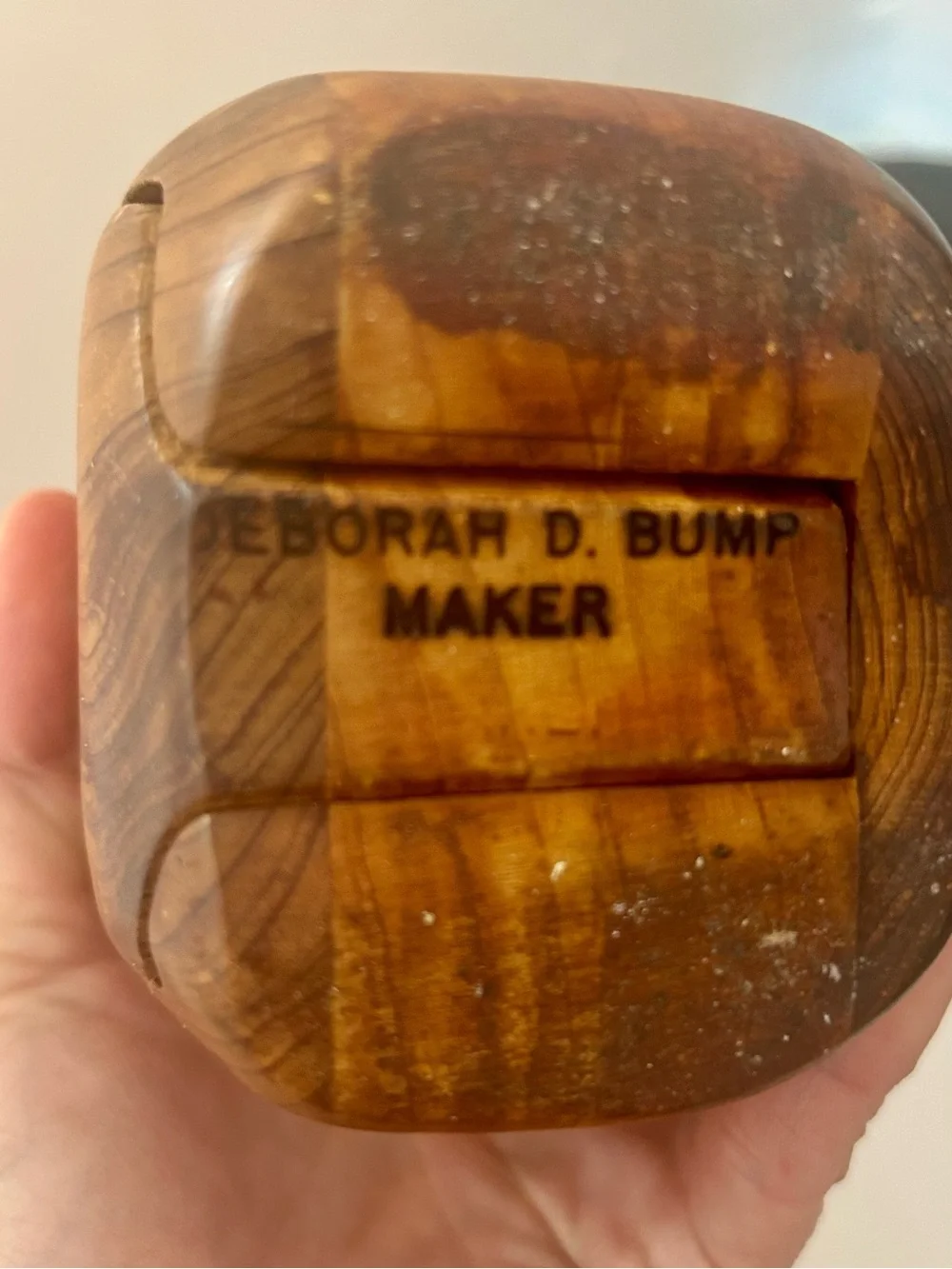 VTG Deborah D Bump Hand Carved Wood Owl Puzzle Box MCM